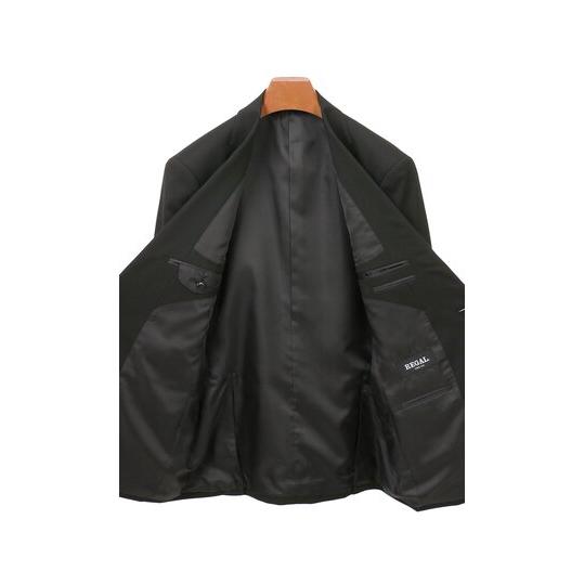 【洋服の青山】秋冬 ブラック系 スタンダードスーツ【ツーパンツ】【Plastics Smart】  【ジャケット】 2ボタン 総裏 切り台場 脇当て サイドベンツの画像