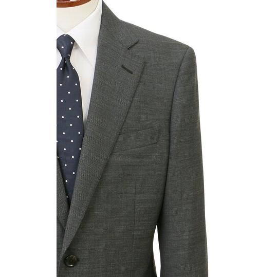 【洋服の青山】洗える ツーパンツ スーツ メンズ 秋冬 ゆったり グレー 灰色 織柄 2パンツ 2ボタン 総裏 ツータック ストレッチ 動きやすい ビジネス オフィスの画像