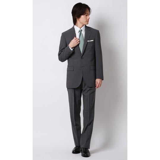 【洋服の青山】盛夏 グレー系 スタンダードスーツ【清涼】【ツーパンツ】【Plastics Smart】 【ジャケット】 2ボタン 背抜き サイドベンツ 【スラックス】の画像