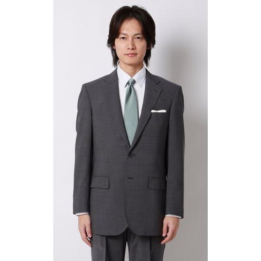 【洋服の青山】盛夏 グレー系 スタンダードスーツ【清涼】【ツーパンツ】【Plastics Smart】 【ジャケット】 2ボタン 背抜き サイドベンツ 【スラックス】の画像