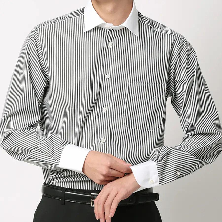 AOYAMA 【洋服の青山】綿100% クレリックシャツ メンズ 長袖 形態安定