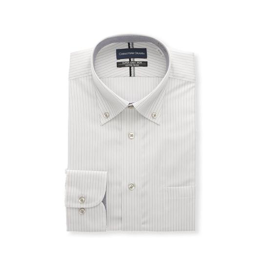 【洋服の青山】ワイシャツ Yシャツ オールシーズン用 グレー系 ボタンダウン スタンダードワイシャツ CHRISTIAN ORANI カジュアル オフィスカジュアル ビジネス