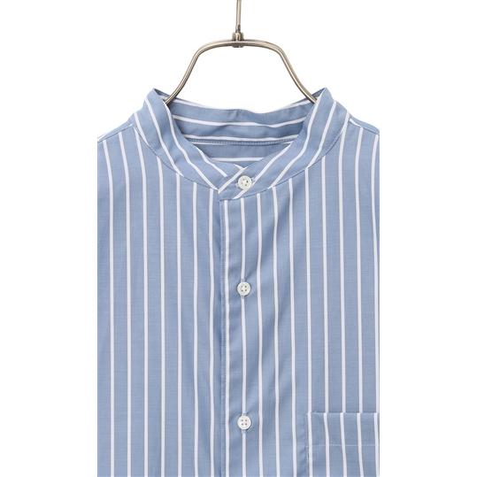 AOYAMA 【洋服の青山】綿100% 春夏秋冬 ブルー 青 バンドカラーシャツ