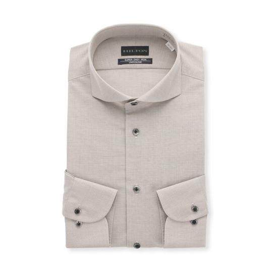 AOYAMA 【洋服の青山】ワイシャツ 長袖 メンズ スリム 盛夏用 ベージュ