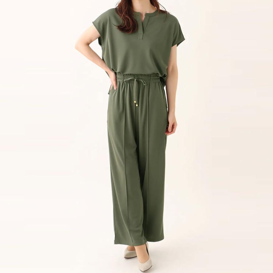 AOYAMA 【洋服の青山】春夏 グリーン Vネックブラウス フレンチ
