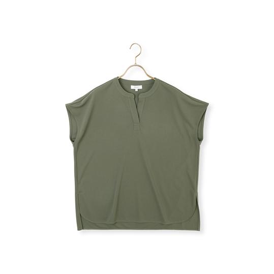 AOYAMA 【洋服の青山】春夏 グリーン Vネックブラウス フレンチ