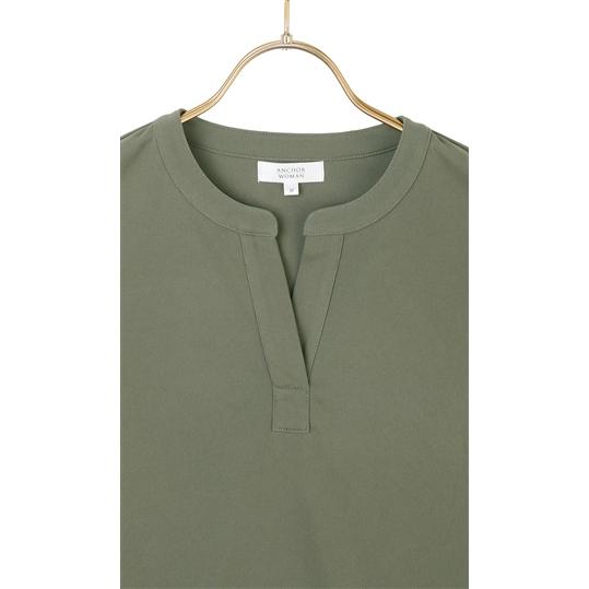 AOYAMA 【洋服の青山】春夏 グリーン Vネックブラウス フレンチ