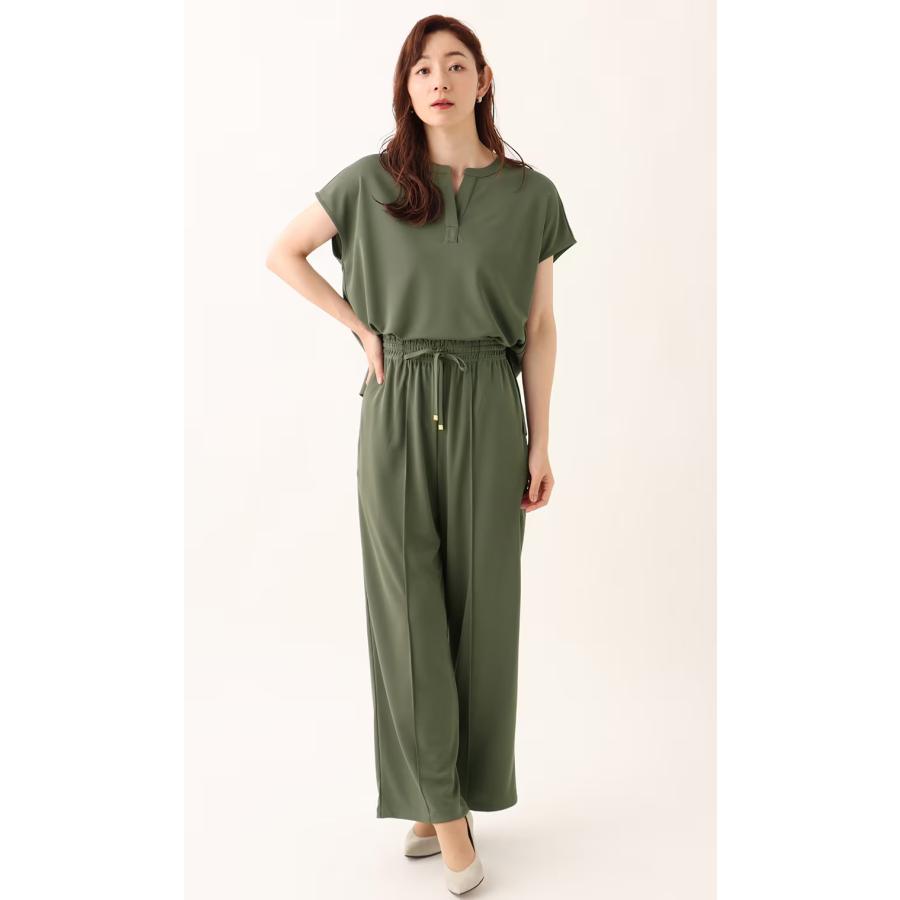 AOYAMA 【洋服の青山】春夏 グリーン Vネックブラウス フレンチ