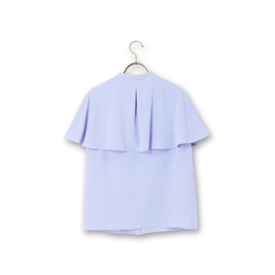 AOYAMA 【洋服の青山】レディース ケープ ブラウス 半袖 サックス