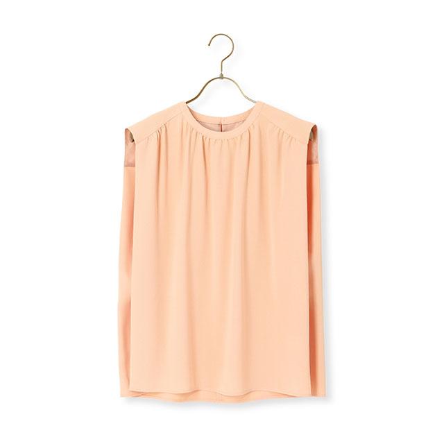 AOYAMA 【洋服の青山】ブラウス レディース 春夏用 オレンジ ギャザー