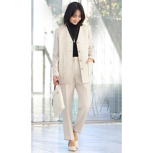 AOYAMA 【洋服の青山】Vカラーツイード ジャケット レディース
