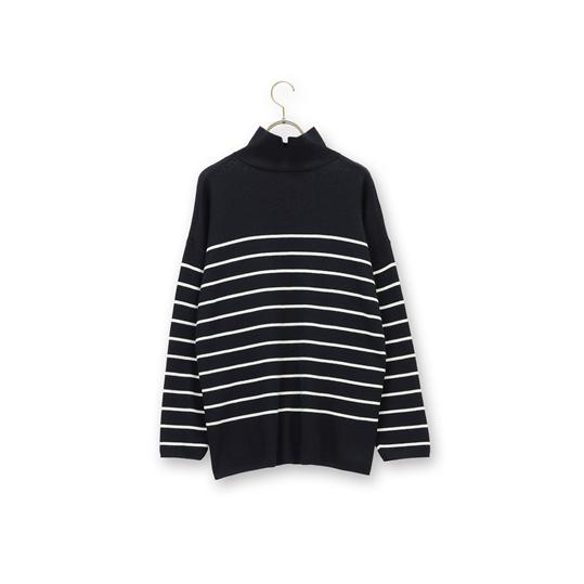 AOYAMA 【洋服の青山】秋冬 ネイビー系 タートルネックボーダー