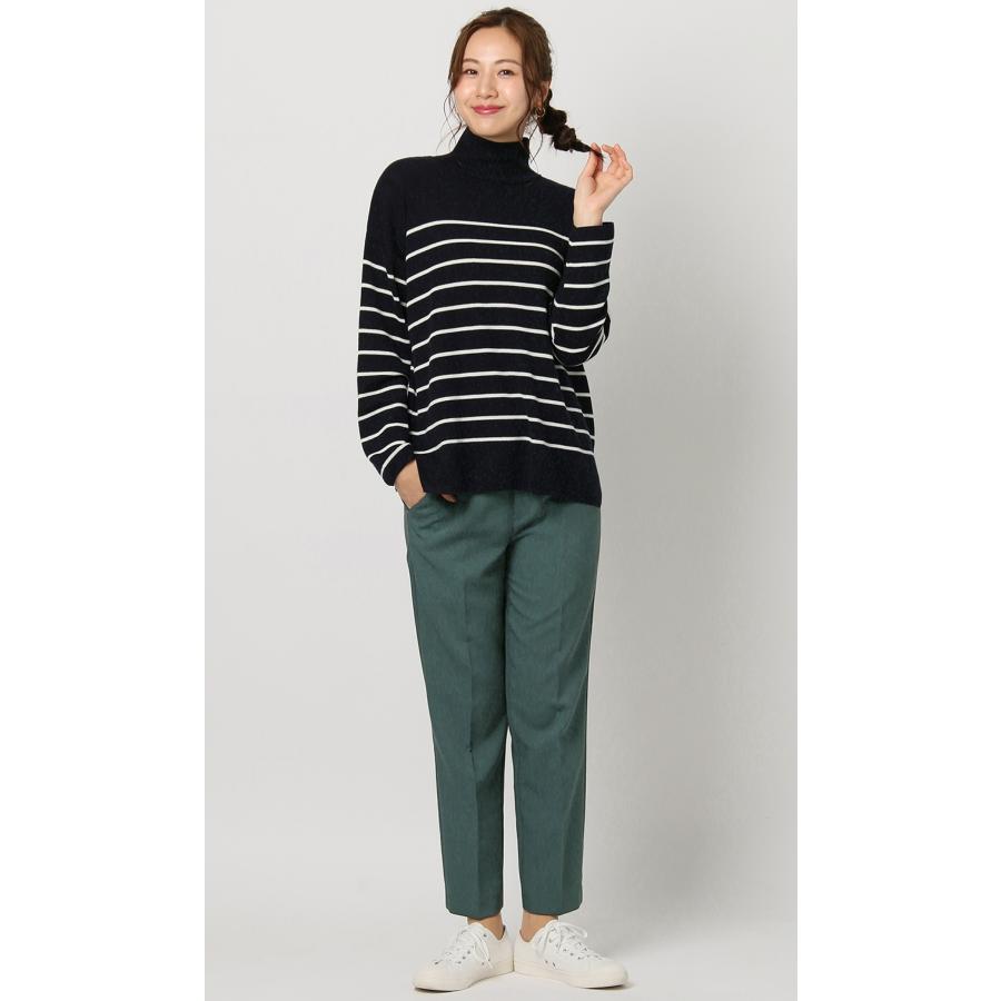 AOYAMA 【洋服の青山】秋冬 ネイビー系 タートルネックボーダーニット