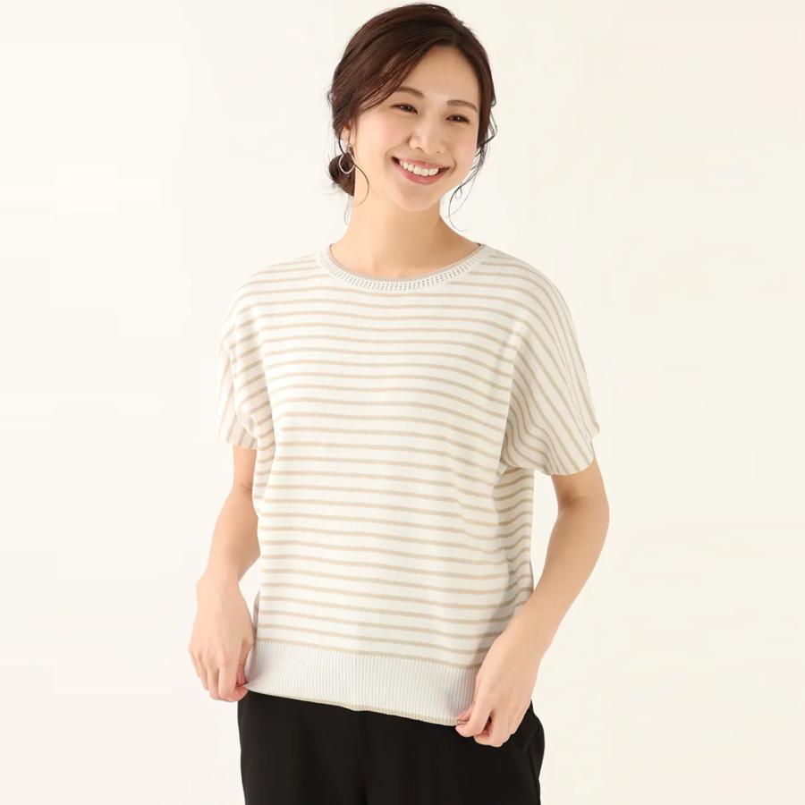 AOYAMA 【洋服の青山】ドルマンニット 半袖 春夏 夏 ベージュ系