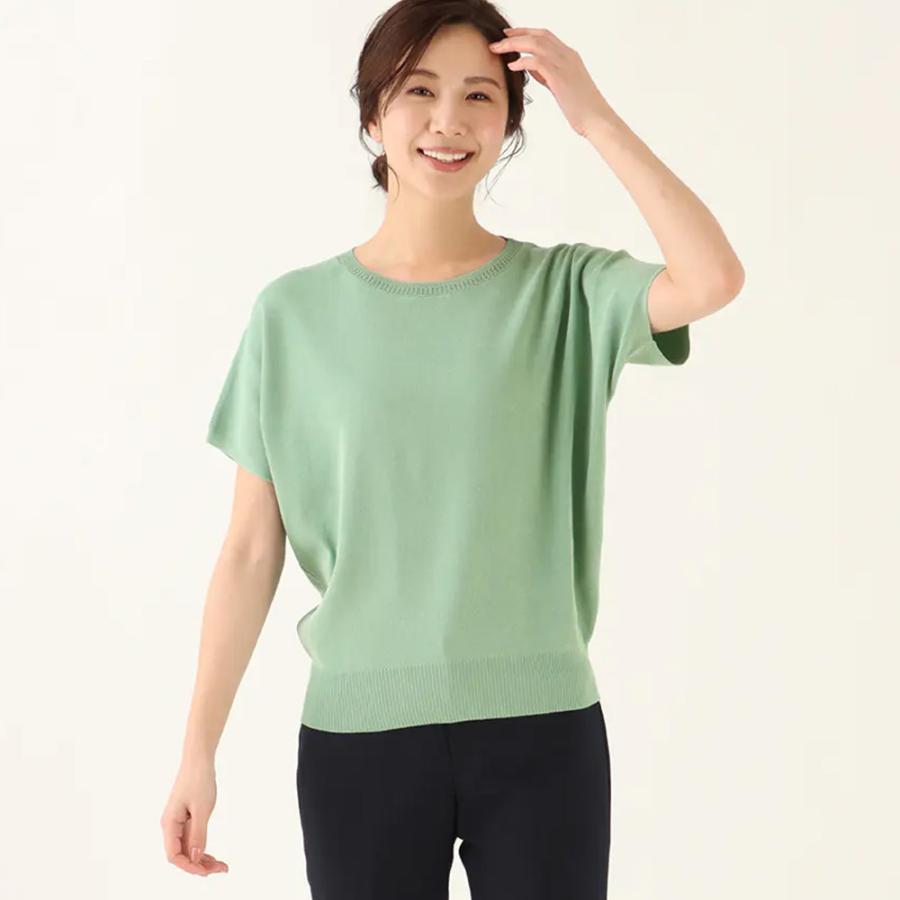 AOYAMA 【洋服の青山】レディース カットソー ニット 春夏用 グリーン