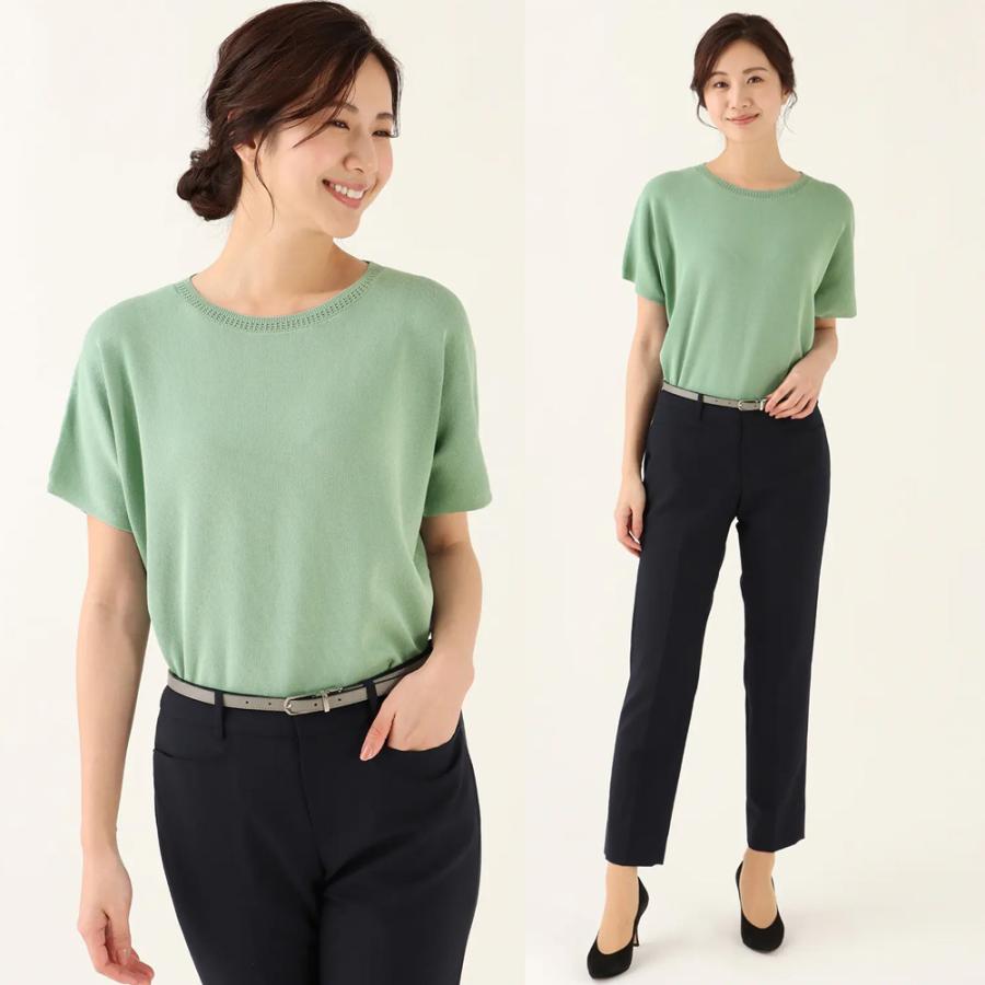 AOYAMA 【洋服の青山】レディース カットソー ニット 春夏用 グリーン