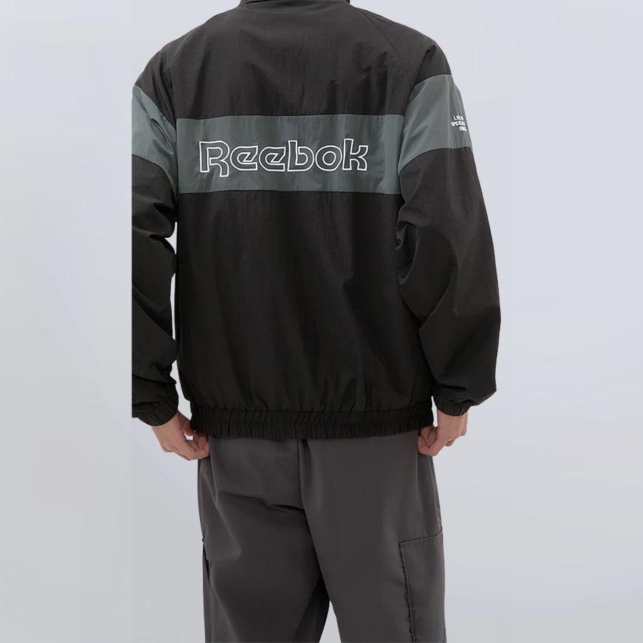 ブラック ジャケット 大きなホワイトロゴ AOYAMA 【洋服の青山】Reebok ブルゾン メンズ フルジップ 秋冬用