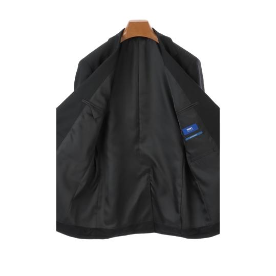 【洋服の青山】【ツーパンツ】メンズ スーツ 秋冬 ブラック 黒 スタイリッシュ ビジネス オフィス 男性 紳士服 通勤 大きいサイズ ゆったり 背広 ウォッシャブルの画像