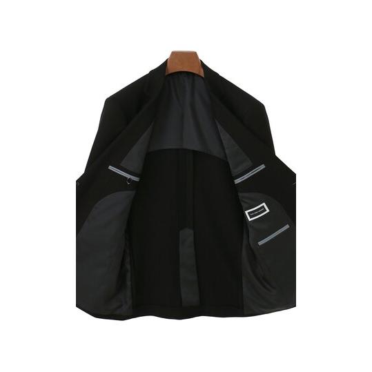 【洋服の青山】スリーシーズン ブラック系 シングルスタンダードフォーマル【A/AB/BE体】【Plastics Smart】 【ジャケット】 2ボタン 背抜き 切り台場 脇当ての画像