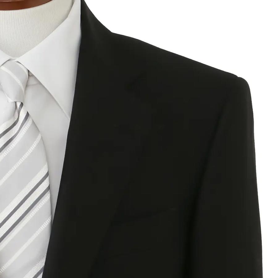 【洋服の青山】礼服 喪服 メンズ ブラック 黒無地 シングル スタンダード 2ボタン 背抜き ワンタック アジャスター ゆったり 軽い セレモニー 結婚式 葬式の画像