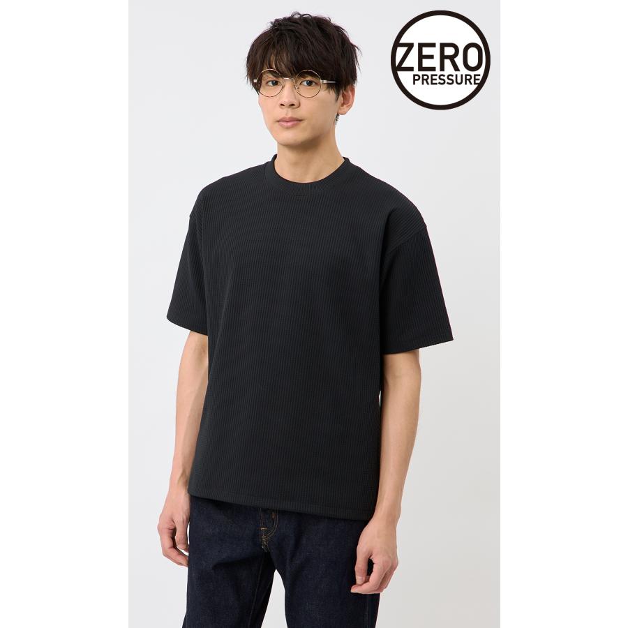 AOYAMA 【洋服の青山】春夏 ワッフルTシャツ ブラック 黒 半袖 メンズ