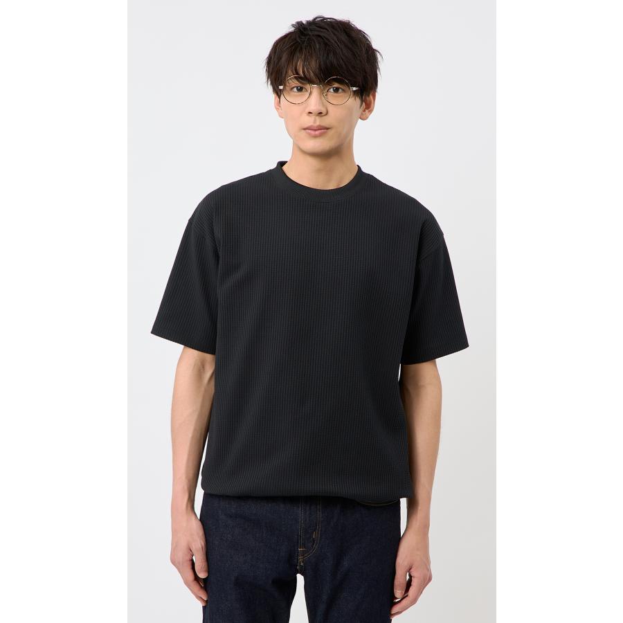 AOYAMA 【洋服の青山】春夏 ワッフルTシャツ ブラック 黒 半袖 メンズ