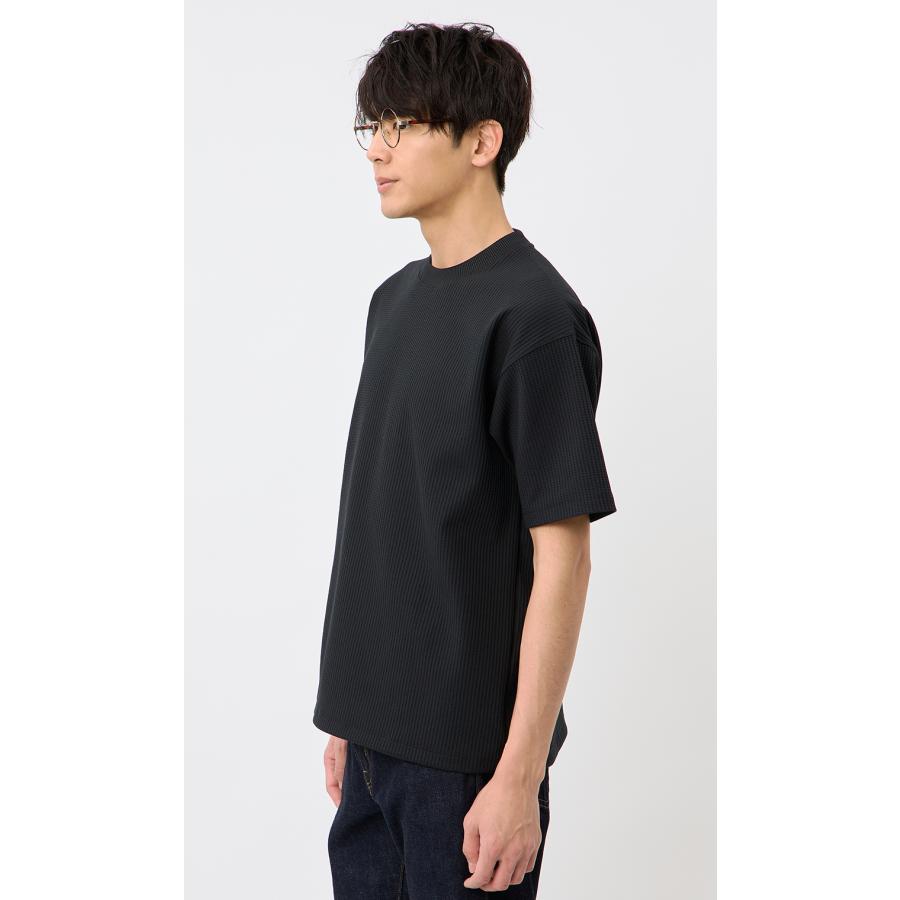 AOYAMA 【洋服の青山】春夏 ワッフルTシャツ ブラック 黒 半袖 メンズ