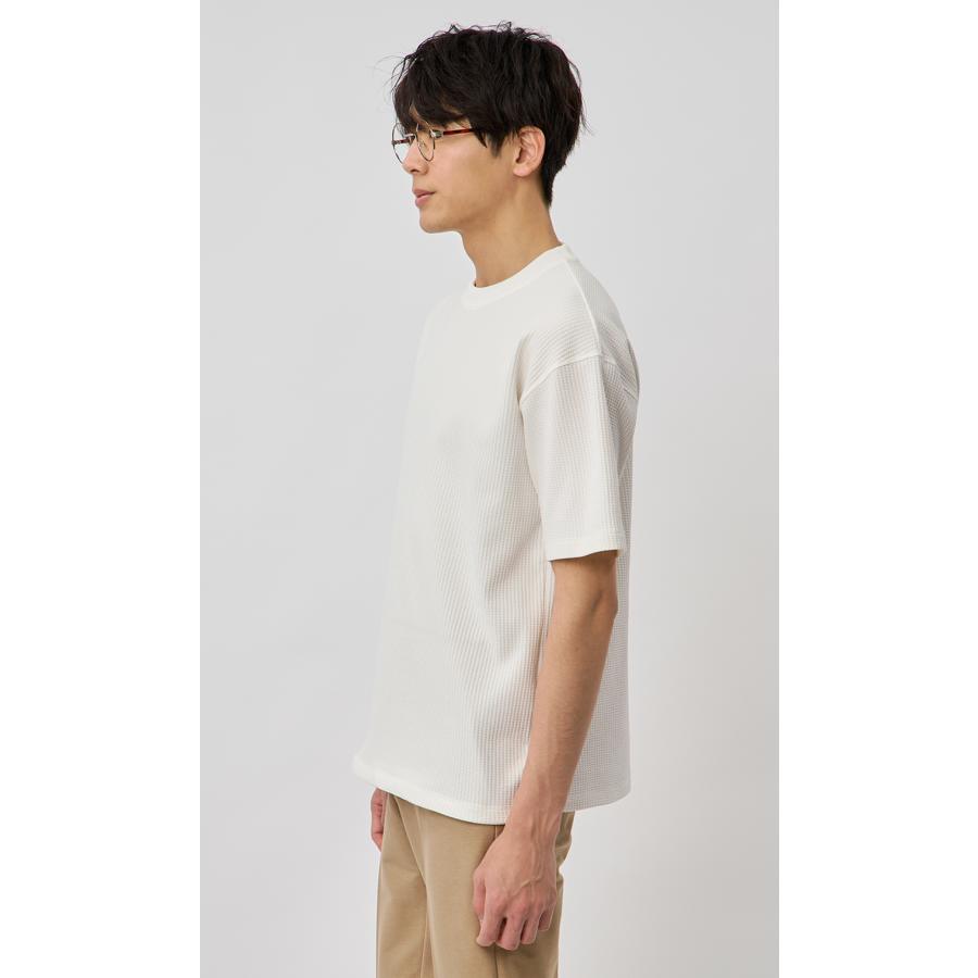 AOYAMA 【洋服の青山】春夏 ワッフルTシャツ ホワイト 白 半袖 メンズ