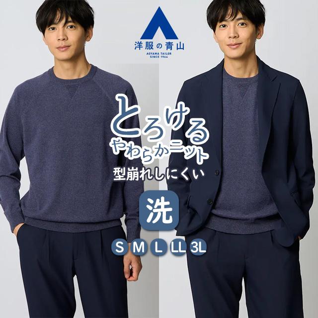 AOYAMA 【洋服の青山】クルーネックニット ラグランスリーブ 長袖