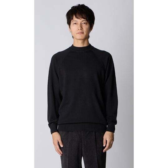 【伊製】MAX Dinè 黒 モックネック 長袖 ニット ウール混 イタリア製品 AOYAMA 【洋服の青山】モックネック ニット 長袖 メンズ 秋冬 春夏