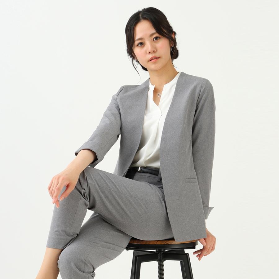 【極美品】高島屋 アトラエル ノーカラージャケット レディース M〜L相当 WEB＆一部店舗限定】麻調シアーノーカラージャケット≪洗濯機