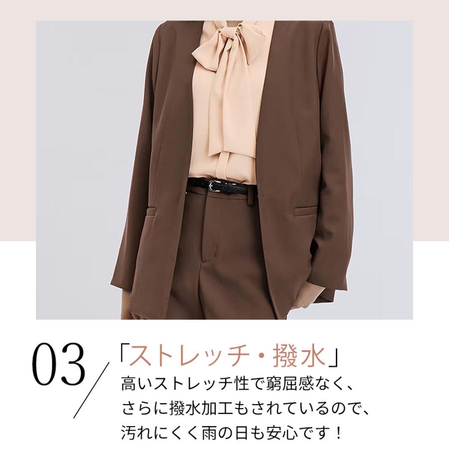 AOYAMA 【洋服の青山】 Vカラージャケット ブラウン レディース