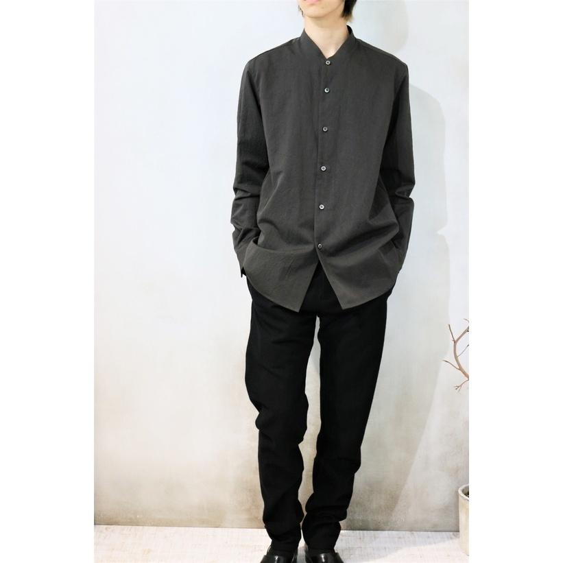 山内 有松塩縮加工リネンシャツ 羽衿無し グレーカーキ Shrink Linen No Collar Shirt Yc41 Yc41 No Gry Baudelair ヤフー店 通販 Yahoo ショッピング