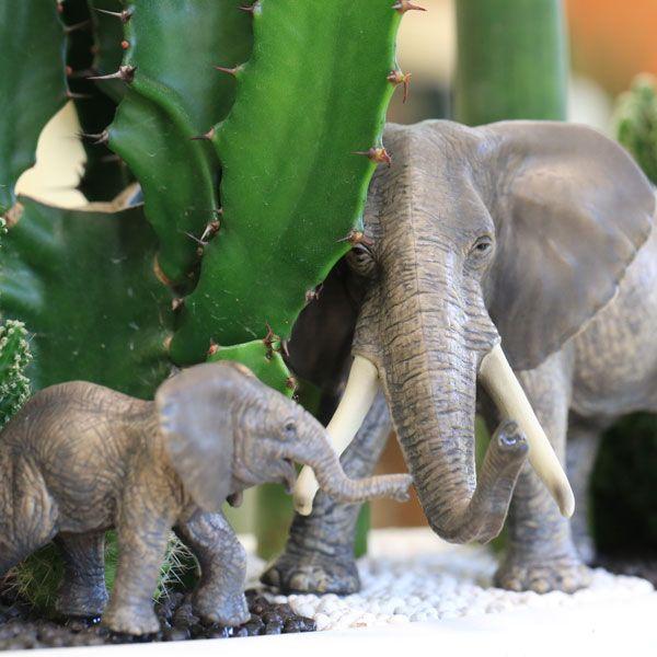 訳あり特価・アニマルジオラマ：サファリガーデン ゾウの親子*育て方