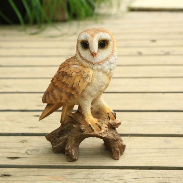 雑貨 置物・フィギュア：フクロウ中(白)*12244ふくろう : 遊恵盆栽