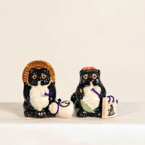 置物：信楽焼き 夫婦狸 2.5号*雄雌セット タヌキ たぬき 資材 : 遊恵