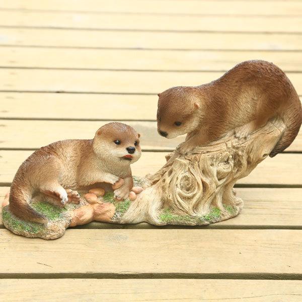 雑貨 置物・フィギュア：仲良しカワウソ*180 : 遊恵盆栽 Yahoo!店