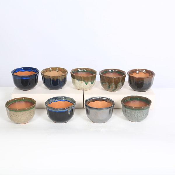 鉢：瀬戸焼花形丸鉢 2.5号*資材 : 遊恵盆栽 Yahoo!店 - 通販 - Yahoo