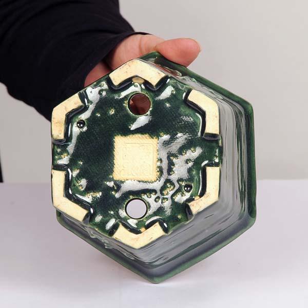 現代小鉢：平安虹泉 六角鉢 14cm【現】*資材 : 遊恵盆栽 Yahoo!店