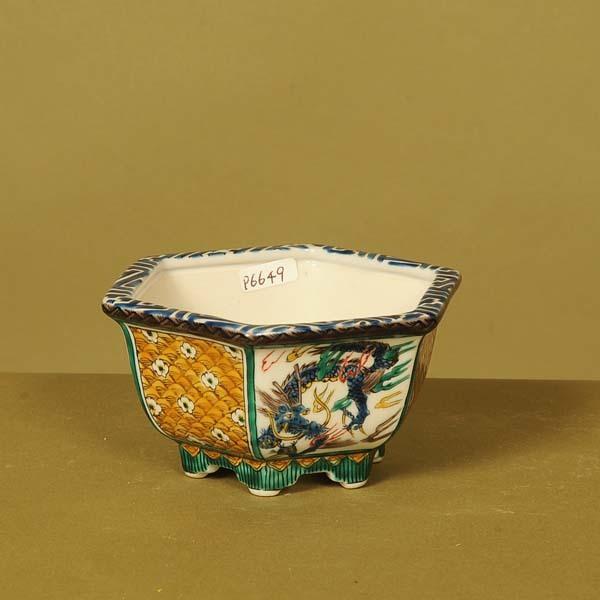 鉢：九谷瑛生　龍文様4号八角鉢　13.0ｃｍ*資材