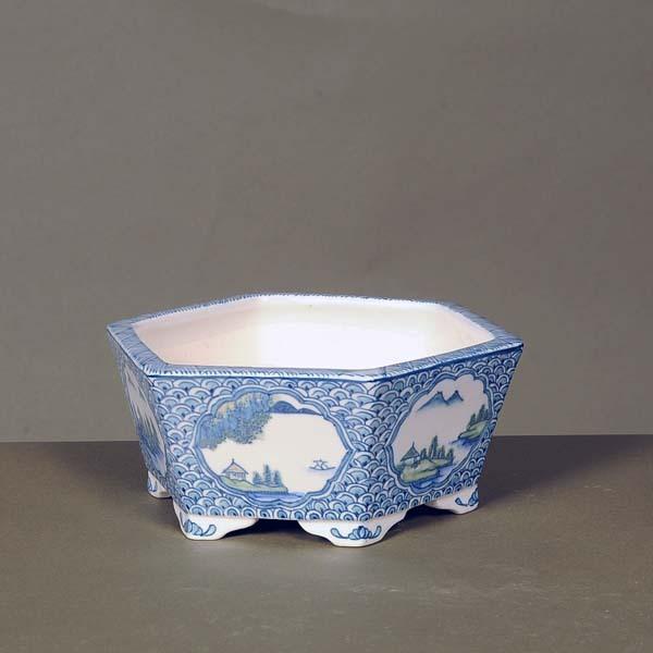 現代小鉢：祥石(二代目) 六角鉢 16.8cm【現】*資材 : 遊恵盆栽