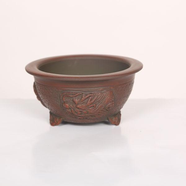 盆栽小鉢:美芸(常滑)丸エン付三面龍鉢 11.4cm*資材 : 遊恵 盆栽小鉢:美芸(常滑)丸エン付三面龍鉢 11.4cm*資材 : 遊恵