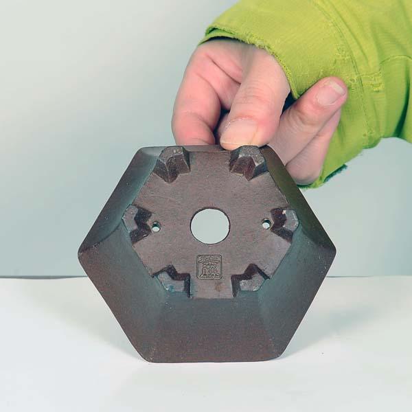 現代小鉢：柴勝　六角鉢　10.4ｃｍ【現】*資材_1