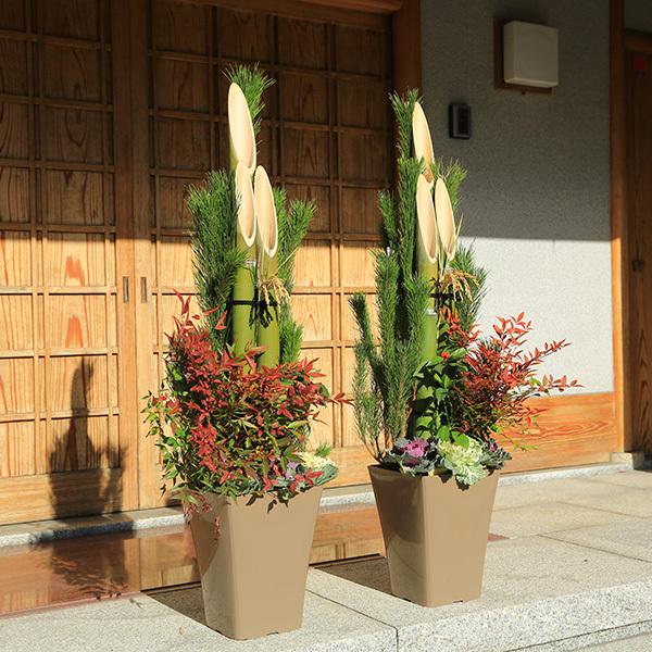 門松 お正月飾り 迎春：天然素材の門松一対大 1.2m （120cm)* 会社 店