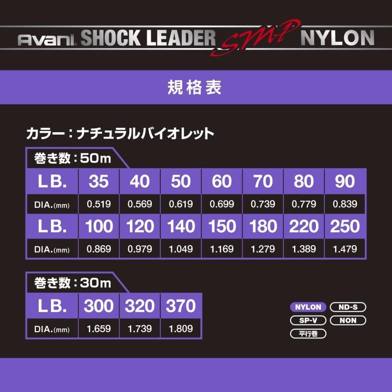 VARIVAS（バリバス） アバニ ショックリーダー SMP ナイロン 50m 250lb