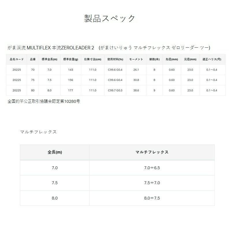 がまかつ　がま渓流 マルチフレックス 本流ゼロリーダーII 8.0m_3