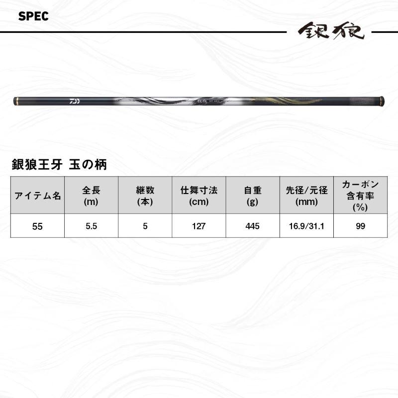 DAIWA（ダイワ） 銀狼王牙 玉の柄 55・E : つり具のBunBun Yahoo!店