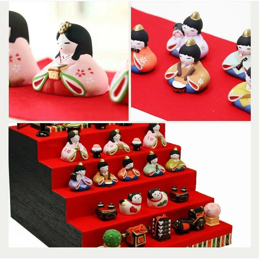 コンパクト！ひな人形 陶器 五段飾り 横幅26cm 華みやび雛 (ピンク) 大阪長生堂 雛人形 ひな人形 コンパクト おしゃれ おひなさま 華みやび