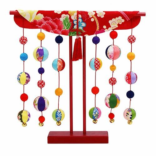 大阪長生堂 ちりめん 友禅手毬づくし几帳 高さ26cm 雛人形 小道具 道具