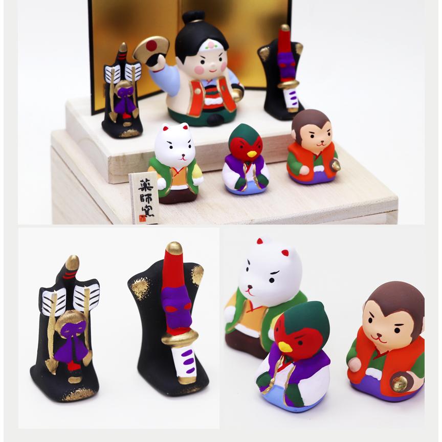 大阪長生堂 五月人形 桃太郎飾り 収納桐箱台付 毛筆名入れ木札無料特典